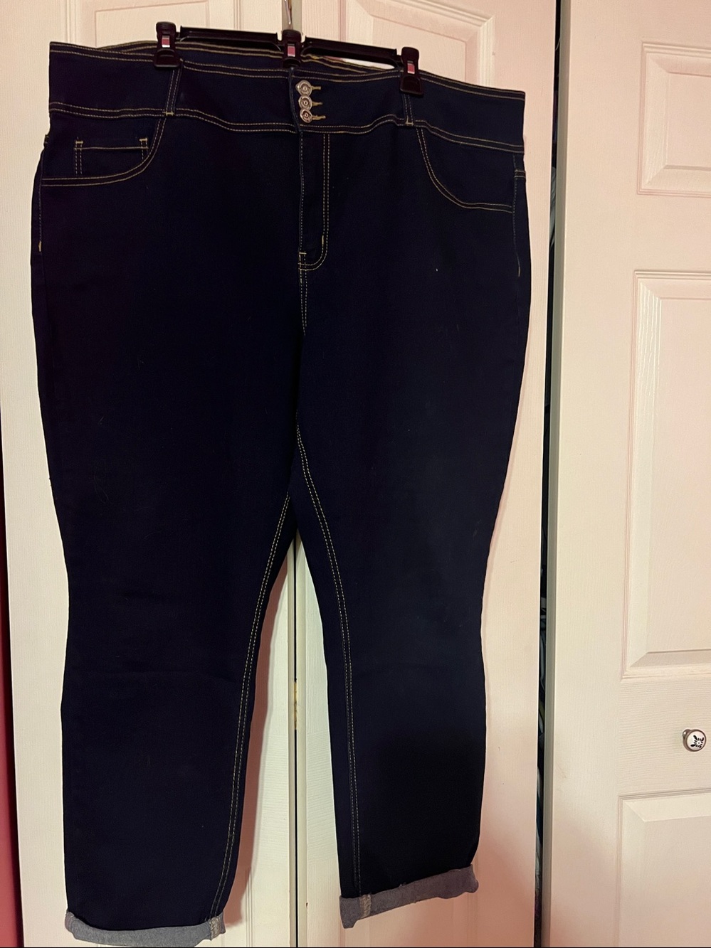 Copper Flash Women’s Dark Blue Curvy Cuffed Skinny Stretch Jeans Size 24 Plus
